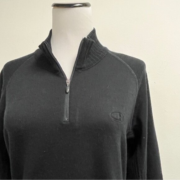 Icebreaker black merino knit zip pullover sweater thumb holes sport 320 L - Picture 2 of 10